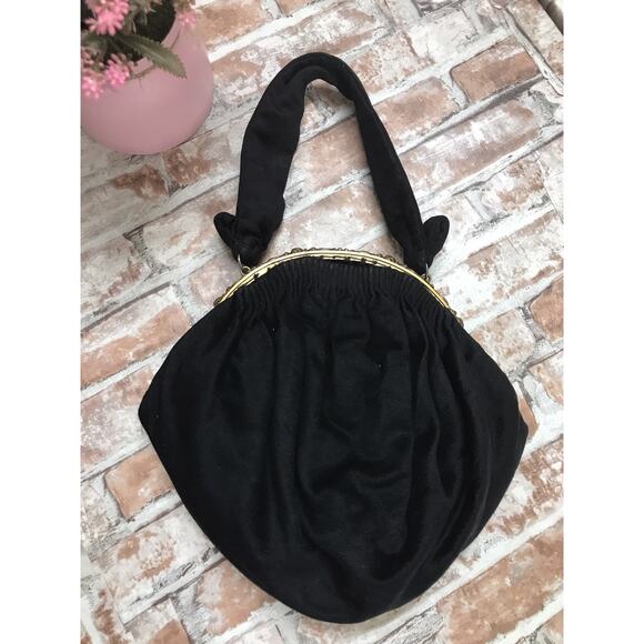 Vgt 1940s Guild Purse Original Black Filigree Metal Frame Handbag Evening Bag - Picture 4 of 11